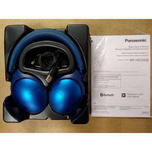 Panasonic RP-HD305B Premium Bluetooth Over The Ear Headphones Blue
